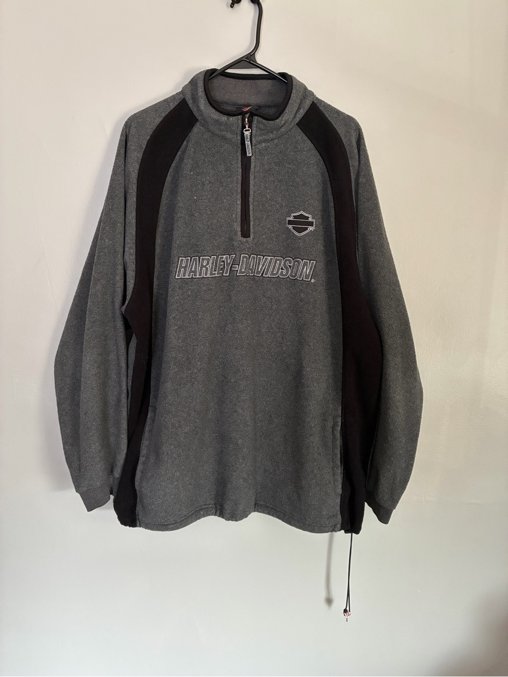 Harley-Davidson Men's 2XL Gray Quarter-Zip Fleece Sweater